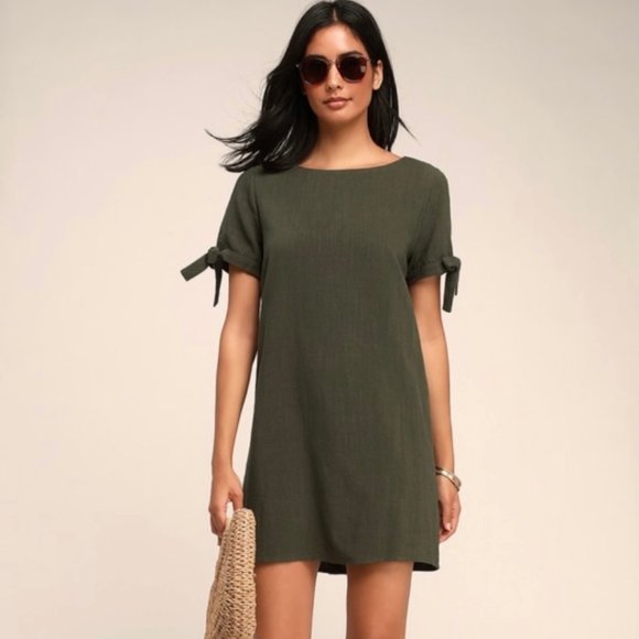 Lulus Dresses & Skirts - LULUS Maeve Olive Green Button Back Shift Mini Dress